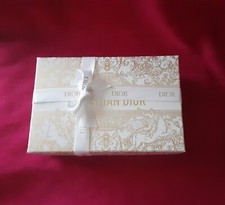 DIOR Holiday Limited Edition Empty Gold Gift Box 8.5"x5.5" White Ribbon Tissue