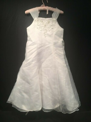 Sz 12X US Angels Girls Bridal Flower Girl White Embellished Dress Special Event 