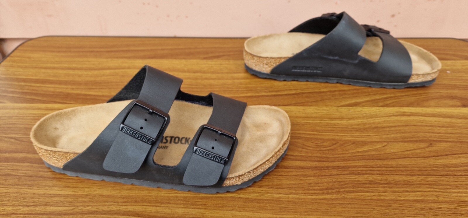 RARE Birkenstock Arizona 250 Black Sandals 2 Strap Size US L8 M6/ EUR 39 E95F image 5