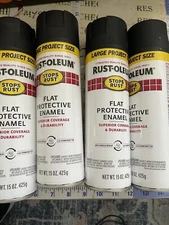 4X Rust-Oleum 284379 Rust Preventative Spray Paint, Flat Black , 15 Oz Each