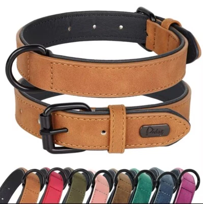 Collier Cuir Véritable Grand Chien Type Rottweiler Labrador Animal Xl - Photo 1/4