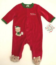 Little Me Infant's My 1st Christmas Teddy Bear Footie NWT Size 3 Months Red