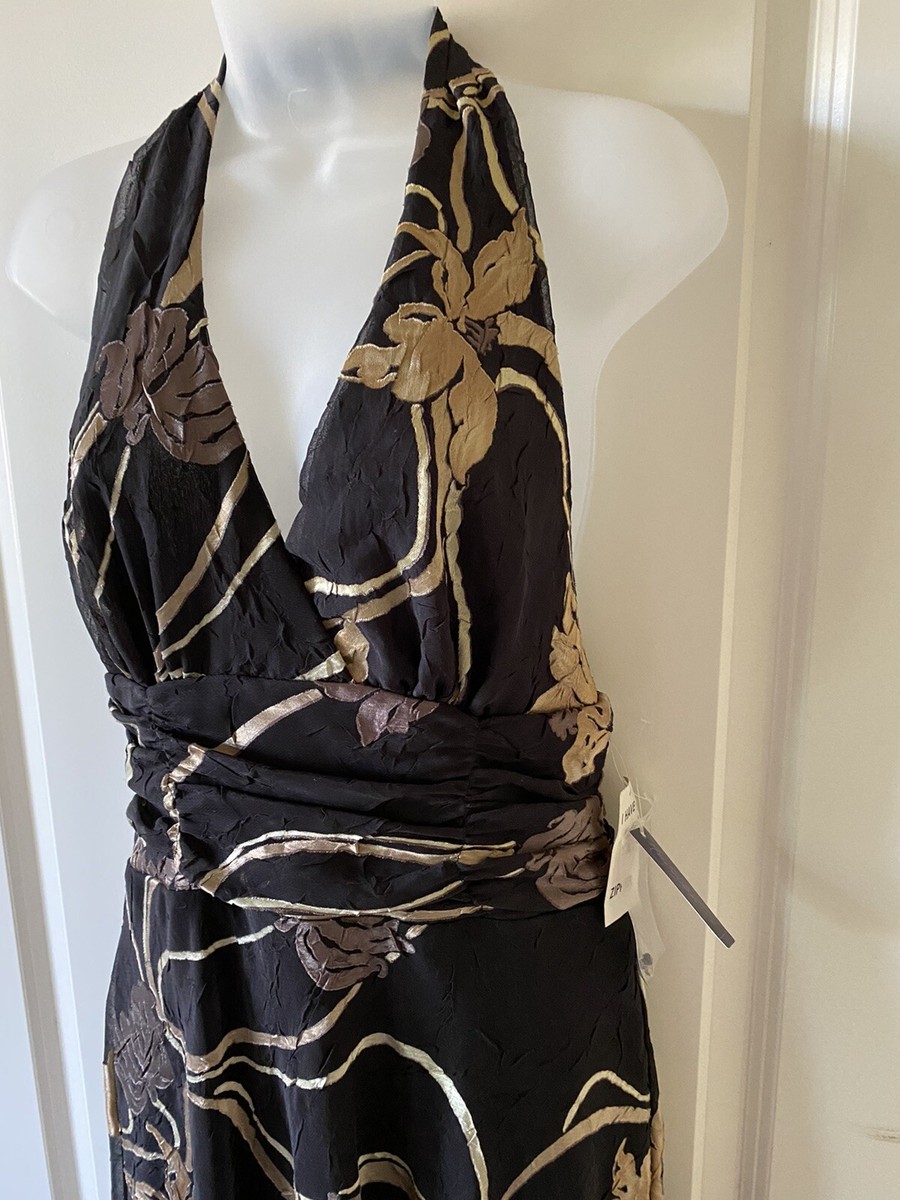 Black Floral Backless Halter Dress Made in USA NWT $100 size 10 Black Floral Backless Halter Dress Made in USA NWT $100 size 10