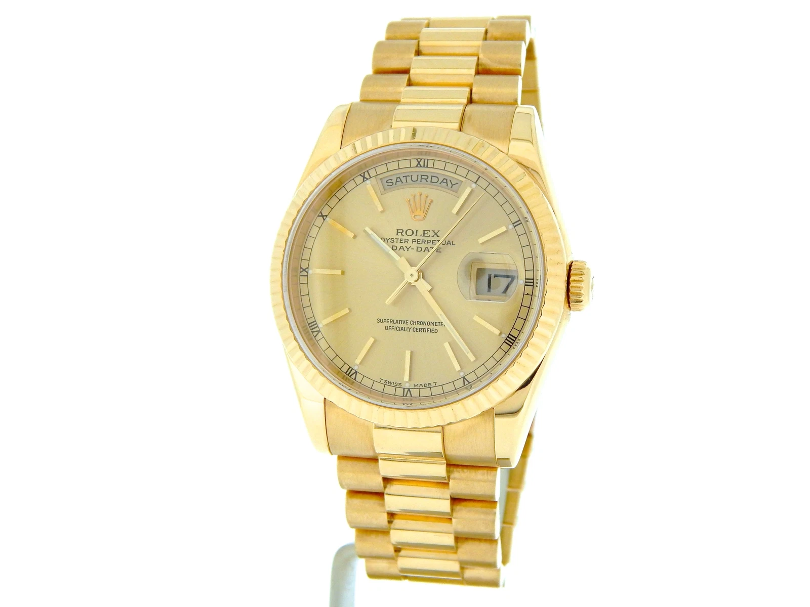 Rolex Day-Date President Champagne Solid 18k Yellow Gold Watch New Style 118238 Review