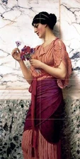 girl woman flower J. GODWARD Tile Mural Kitchen Backsplash Art Marble Ceramic