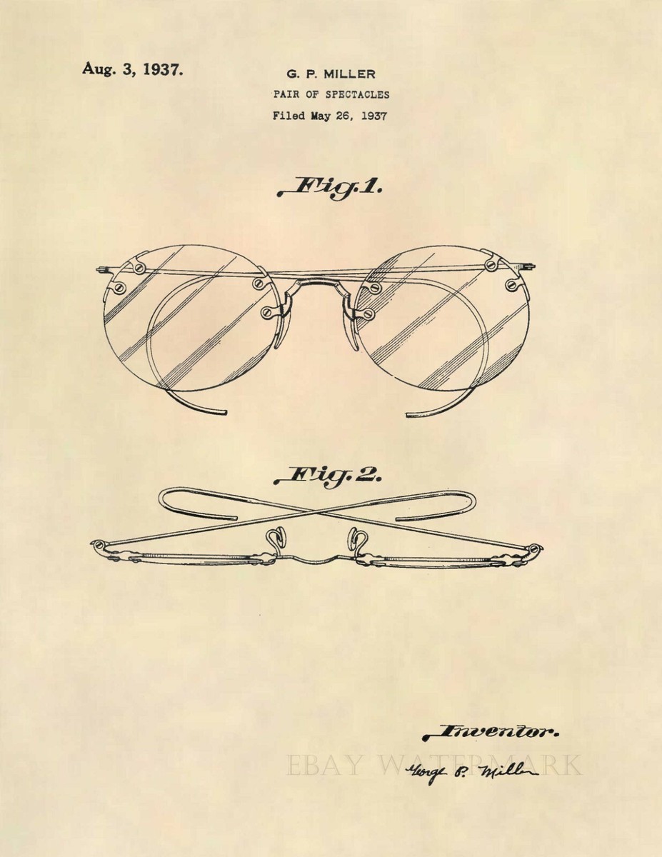 Vintage Eyeglasses Frames US Patent Art Print- Antique Eye Wear