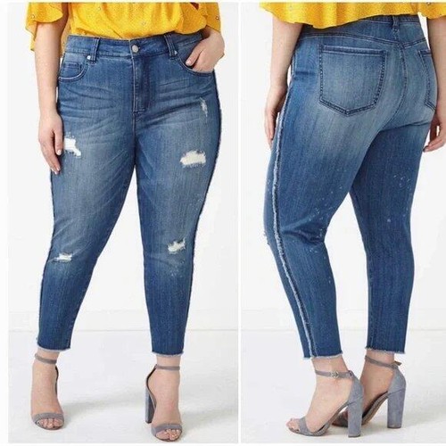 MELISSA MCCARTHY SEVEN7 Plus 18W Distressed Skinny Ankle Jeans NWT $89 - Picture 2 of 2