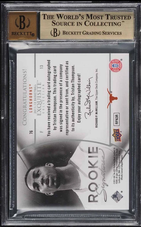 Tristan Thompson 2011 Upper Deck Exquisite #76 Rookie RC Auto /199 BGS 9.5/10 - Image 2 of 2