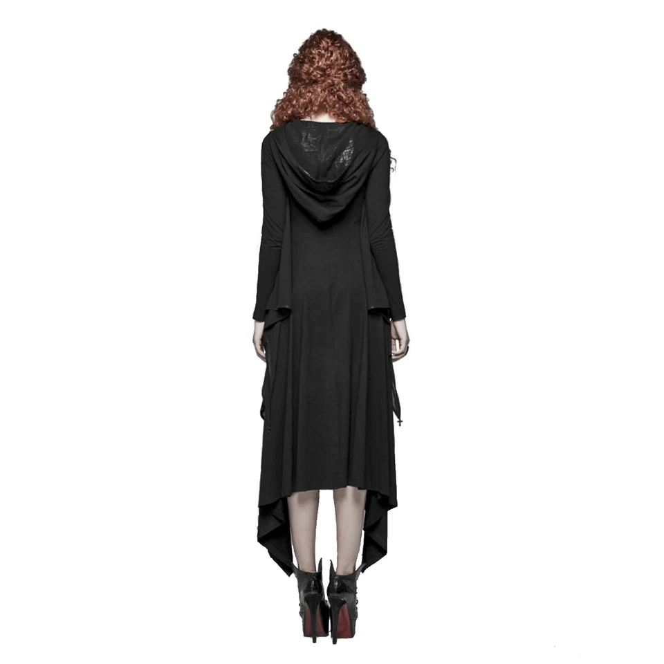 Adult Women's Gothic Bat Wing Vampire Halloween Costume Long Sleeve Hooded Dress - Image 2 of 4