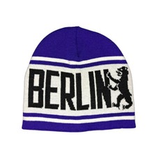 Berlin - Schriftzug mit Bär Strickmütze, Wintermütze, Beanie, Fanmütze, Fussball
