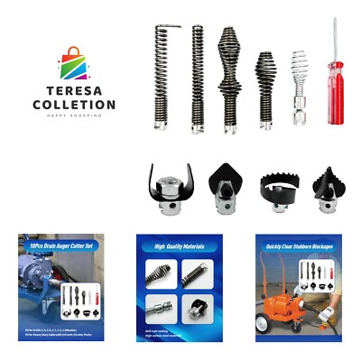 10Pcs Drain Snake Drill Attachment, Drain Auger Cutter Kit, Fit for RIDGID C-...