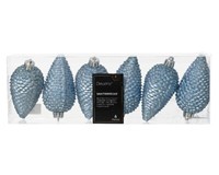 Christbaumschmuck Zapfen Bruchfest Ø 4,5Cm / H 8Cm 6 Stk Eisblau