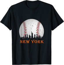 New York NY Skyline Baseball Vintage Met at Gameday T-Shirt