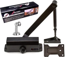 FLORADIA AUTOMATIC BLACK DOOR CLOSER W/ HOLD OPEN & PARALLEL PLATE