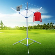 3-Arm Folding Umbrella Style Laundry Dryer Clothes Drying Rack Outdoor Portable