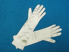  G44 Long Light Ivory Satin Gloves for Flower Girls - 10.5 inches