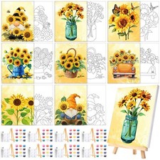 8 Sets Pre Printed Canvas for Painting Kits 8" x 10" Paint and Sip Party Sets...