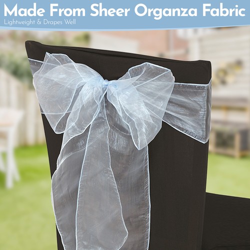Silla de organza de boda fajas ancho lazo completo para decoración de fiesta 1x-100x - Imagen 232 de 391