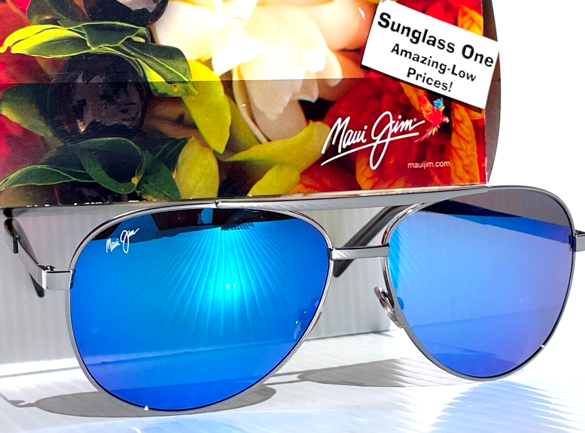 NEW Maui Jim SEACLIFF Silver POLARIZED Maui Blue Lens Sunglass