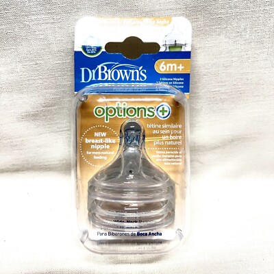 Dr Brown's Options+ Wide Neck Baby Bottle Nipple 6m+ Fast Flow - Main Image