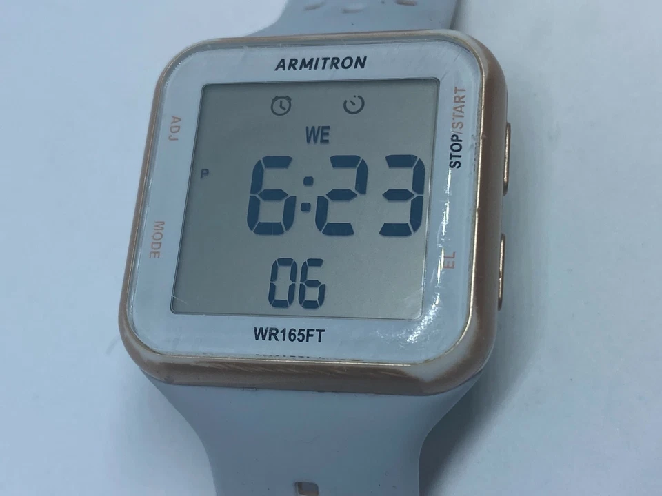 Reloj Digital Armitron 40/8417 Hombre 50m Tono Dorado Cuadrado Alarma Cronógrafo Batería Nueva Foto 2 de 4