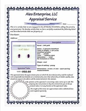 GENUINE 1.20 Cts AMETHYST STUD EARRINGS 14K GOLD - Free Certificate Appraisal