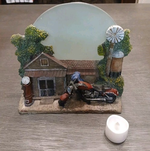 Motorcycle At Gas Station Backlight Candle Plaque - Picture 6 of 9
