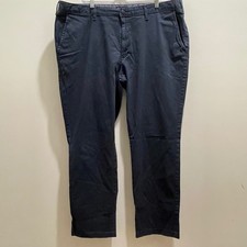 Nautica Mens Classic Fit Flex Chino Pants Navy Blue Cotton Stretch 42W 32L