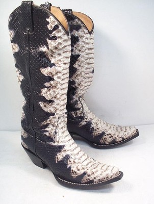 IDYLLWIND WOMEN'S 9 B BLACK WHITE PYTHON STUNNER COWBOY BOOTS SNIP TOE