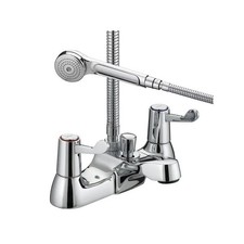 Bristan Lever Deck Mounted Bath Shower Mixer Tap + Hose + Shower Head