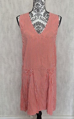 hübsches hübsches kleines Bettlerkleid Gr. 38 / M Zickzack rot weiß Viskose