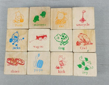 Vintage Winnie The Pooh and Friends Wooden Blocks Alphabet Pictures Lot 12