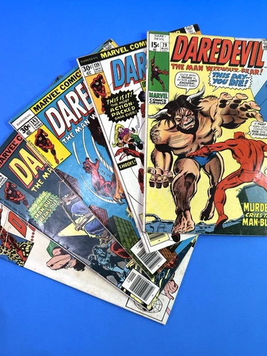 VTG Marvel Daredevil #79,139,143,144 & 173 comic books lot - Low Grade