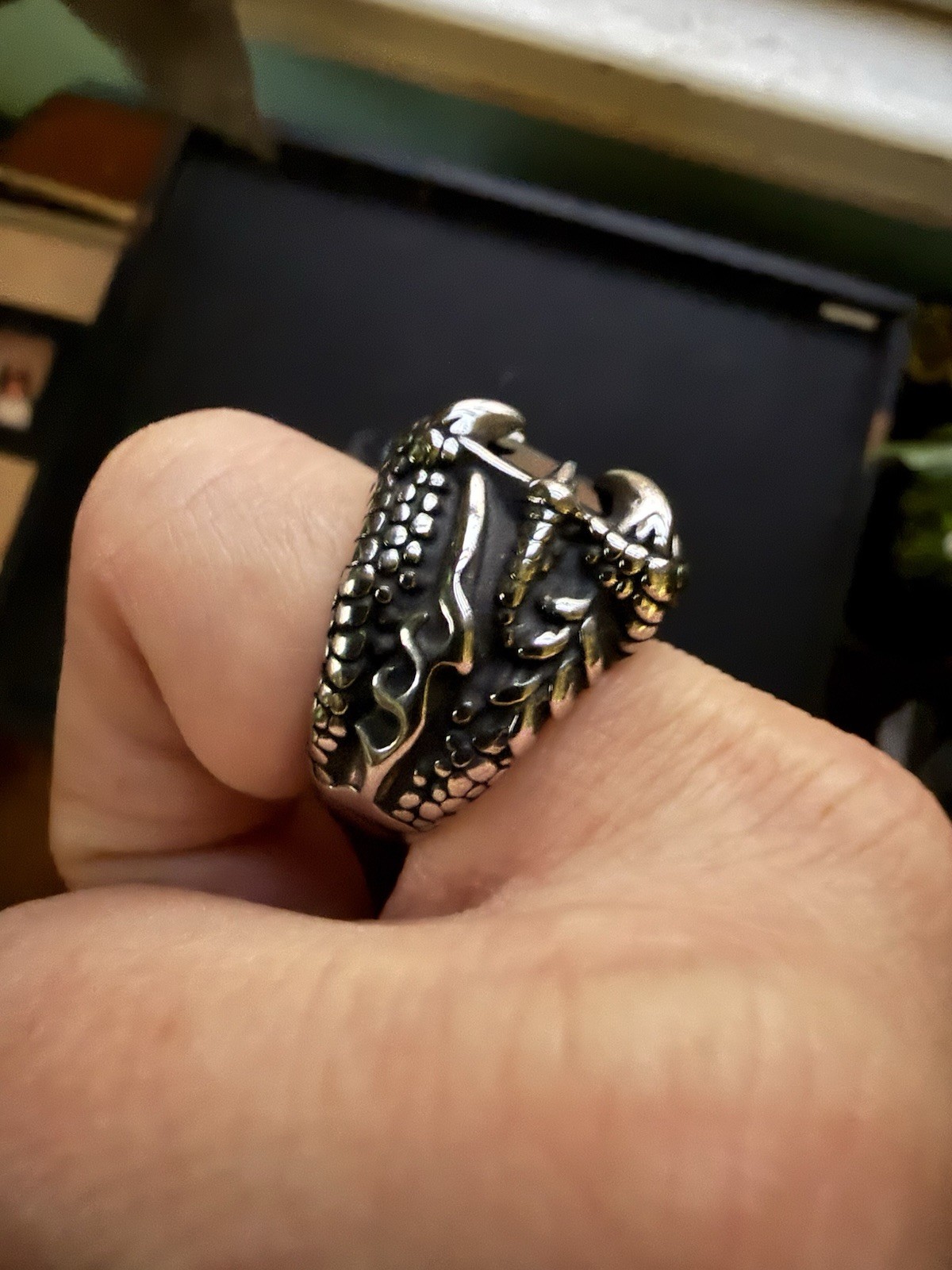 Dragon Claw Obsidian Statement Ring Size 7 Stainl… - image 6