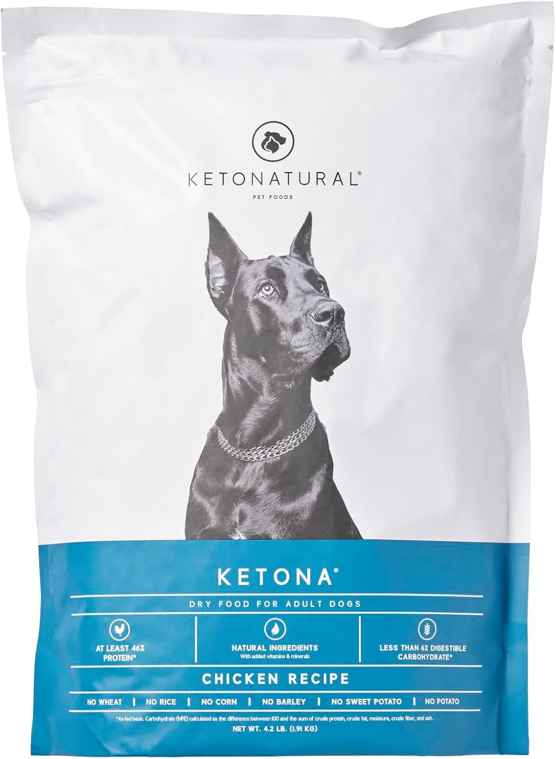 Ketona Chicken Recipe Adult Dry Dog Food, Natural, Low Carb (only 5%), High Prot