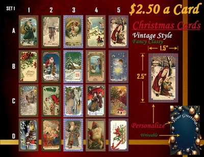 Christmas Cards, Vintage Style!  Small, Thick Cardstock!  Classy, Fancy, Unique!