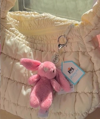 Jellycat Bashful Pink Bunny Bag Charm Keyring Mini Rabbit Plush Keychain BNWT