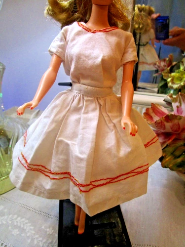 Vintage Barbie:   Sturdy, Durable 1960s Custom Made Fit and Flare Dress +