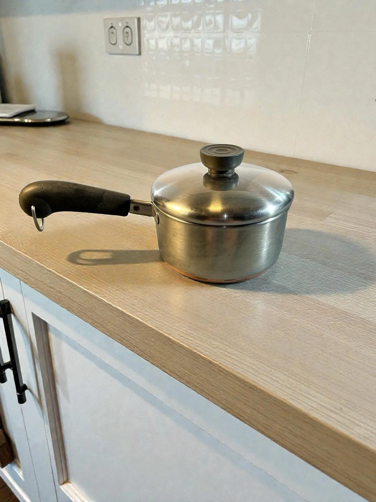 Vintage Revere Ware 1 qt Sauce Pan, Copper Bottom, Stainless Steel, With Lid.