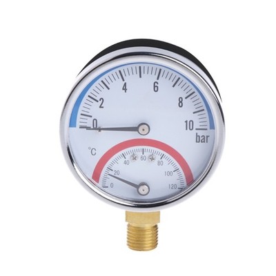2 In 1 Mechanical Pressure Gauge Thermometer Temperature Tester 0-10 Bar G1/4