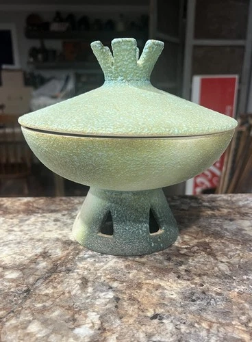 Vintage Royal Haeger Pottery 707-s Space Ship Atomic Age Lava Glaze Candy Bowl