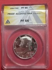 1964 Silver Proof Accented Hair Kennedy Half 90% Silver ANACS PF-66 Gem