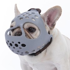 Short Snout Dog Muzzle for French Bulldogs Pugs Soft Breathable Grey L Large