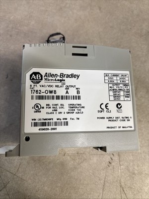 Allen Bradley 1762-OW8 MicroLogix AB Ser A Rev B Micro Logix 1762OW8 Relay Out D