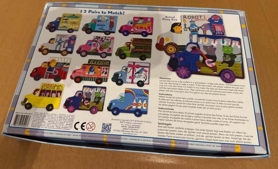 eeBoo Trucks and a Bus Little Memory Matching Game 12 Shaped Pairs - Image 2 of 4