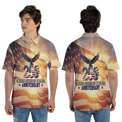 Retro 250th Anniversary America Patriotic Eagle USA Flag Polo Shirt