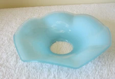 Vintage Opaline Glass Bobeche W Curved Edge Rippled Back Candle Wax Catcher
