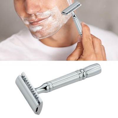 Double Edge Safety Razor, Gesichtsrasierer mit langem Griff aus Zinklegierung