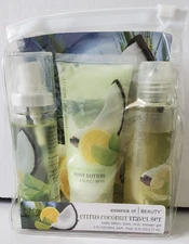 Citrus Coconut ESSENCE OF BEAUTY Body Mist Lotion Gel Travel Set - Discontinued