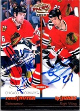 Remi Royer / Ty Jones ROO 1999-00 Pacific #99 Chi Blackhawks Auto Hand Signed